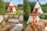 Tepee home 34m² (3 bedrooms) without toilet block on an elevated terrace of 54m² with a shaded area - La Source