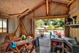 Cabin Lodge Wood Standard 38m² - 2 bedrooms - sheltered terrace 8m² + TV - Le Bel Air