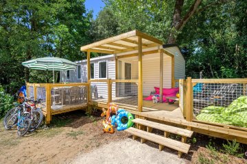 Mobilheim Family 3sz | PREMIUM-30m²-KLIMA-TV-GS -Plancha-Gratis wlan-XXL überdacht Terrasse - Au Bois des Biches