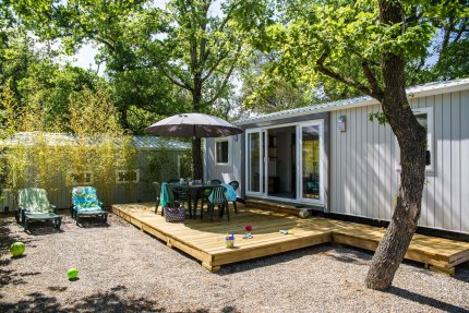 Stacaravan Sirène 3 Luxe (3 slaapkamers, 37 m²) terrasse, air conditioning, TV - Le Bois de Valmarie