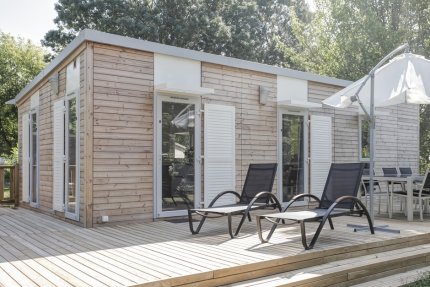 Stacaravan Premium 40m² 2 kamers + Airco + panoramisch overdekt terras + TV + Lakens en handdoeken - L'Ile d'Offard