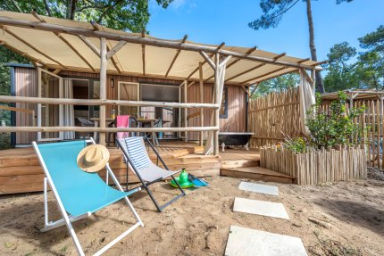 Mobil-home Garden 3ch | PREMIUM-33m²-CLIM-TV-LV-Plancha-Baignoire-Wifi gratuit-Terrasse couverte - Au Bois des Biches