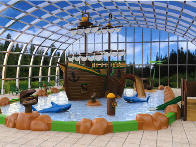 A new 350 m² paddling pool in the Les Alicourts Resort campsite